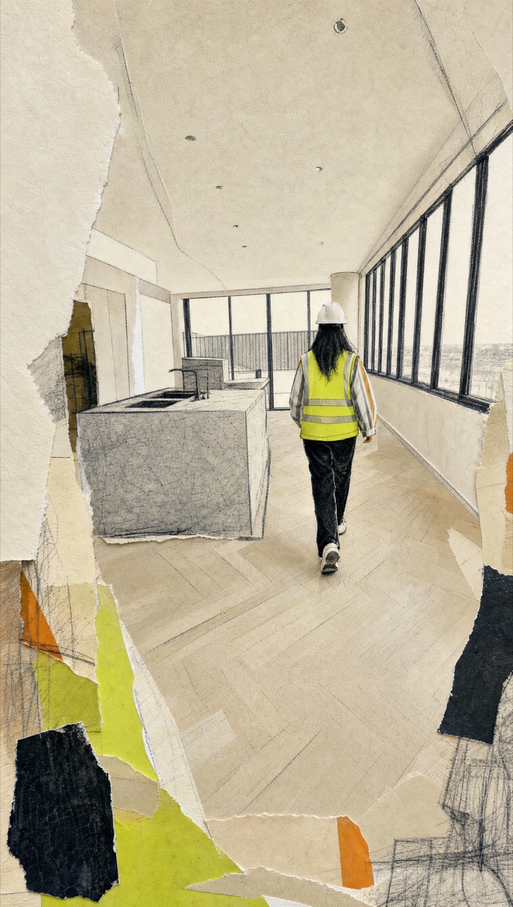 Illustrative vertical frame: Penthouse · Living & outlook